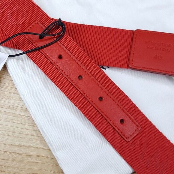 Salvatore Ferragamo Mens Belt Sz 40 Red Double Gancini Jacquard Logo Band $395 - Picture 5 of 6